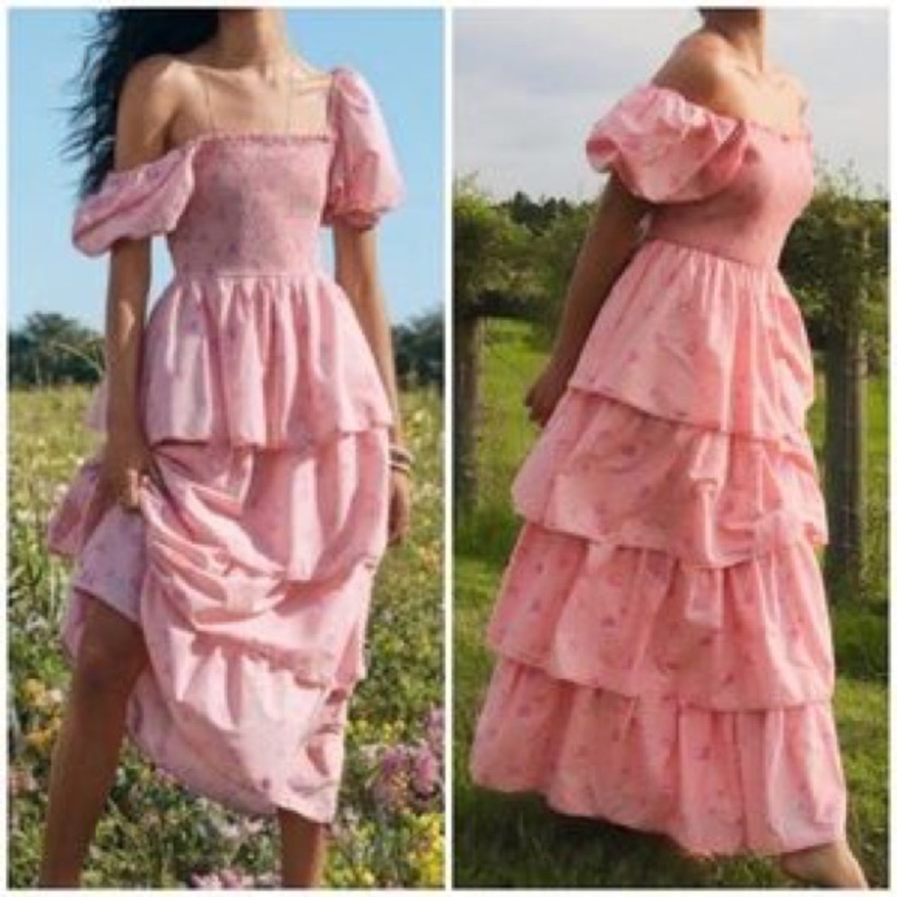 Love Shack Fancy x Target Simone Smocked Tiered Dress Cottage Prairie - Picture 2 of 7